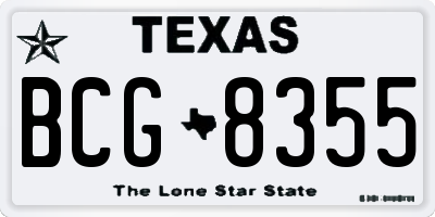 TX license plate BCG8355