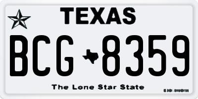 TX license plate BCG8359