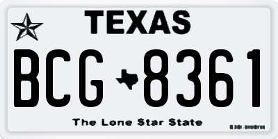 TX license plate BCG8361