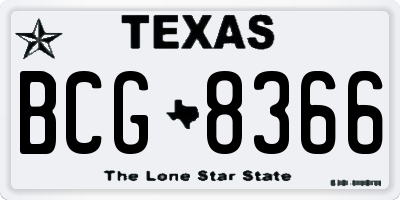 TX license plate BCG8366