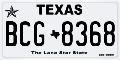 TX license plate BCG8368