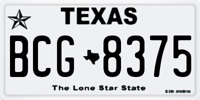 TX license plate BCG8375