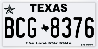 TX license plate BCG8376