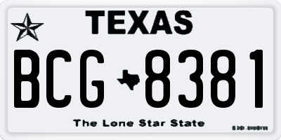 TX license plate BCG8381