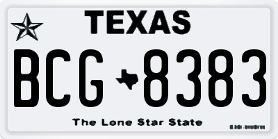 TX license plate BCG8383