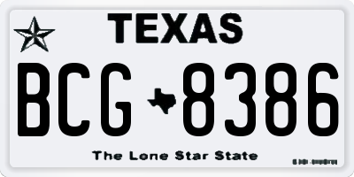 TX license plate BCG8386