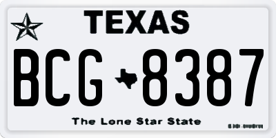 TX license plate BCG8387