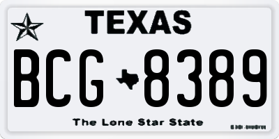 TX license plate BCG8389