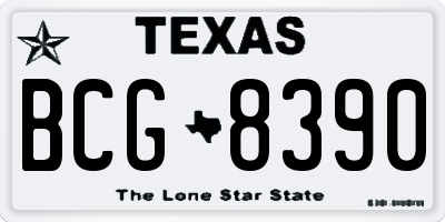 TX license plate BCG8390