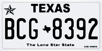 TX license plate BCG8392