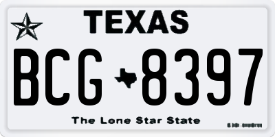 TX license plate BCG8397