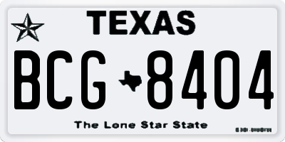 TX license plate BCG8404