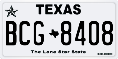 TX license plate BCG8408