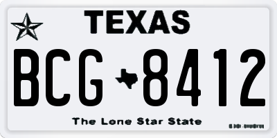 TX license plate BCG8412