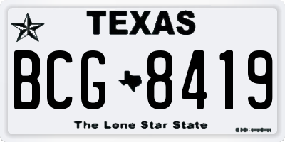 TX license plate BCG8419