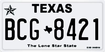 TX license plate BCG8421