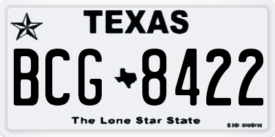 TX license plate BCG8422