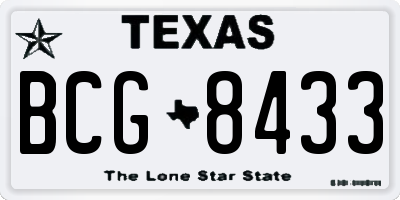 TX license plate BCG8433