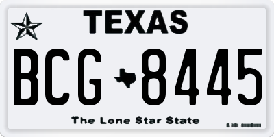 TX license plate BCG8445