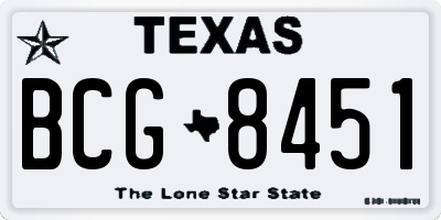 TX license plate BCG8451