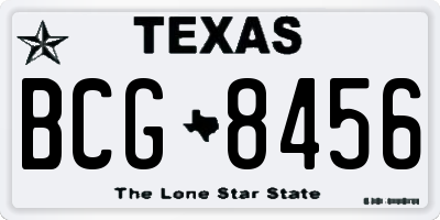 TX license plate BCG8456