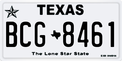 TX license plate BCG8461