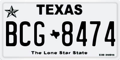 TX license plate BCG8474