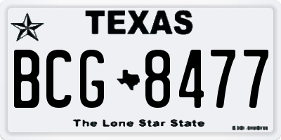 TX license plate BCG8477