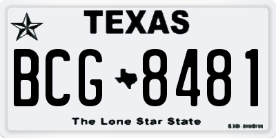 TX license plate BCG8481