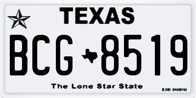 TX license plate BCG8519