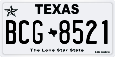 TX license plate BCG8521