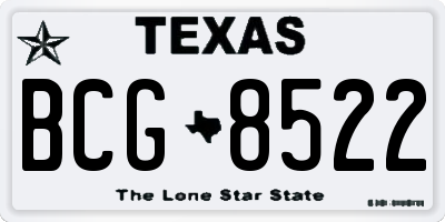 TX license plate BCG8522