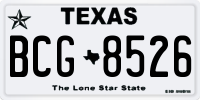 TX license plate BCG8526