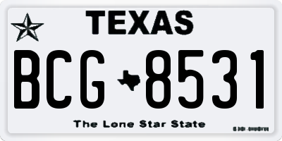 TX license plate BCG8531