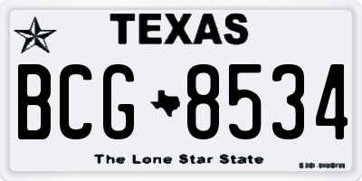 TX license plate BCG8534