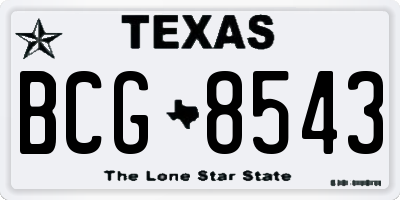 TX license plate BCG8543