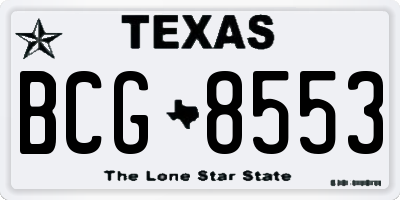 TX license plate BCG8553