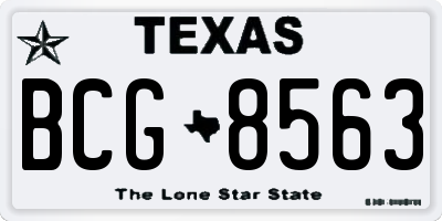 TX license plate BCG8563