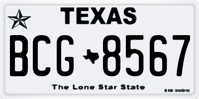 TX license plate BCG8567