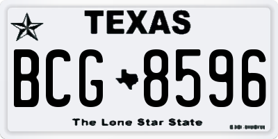 TX license plate BCG8596