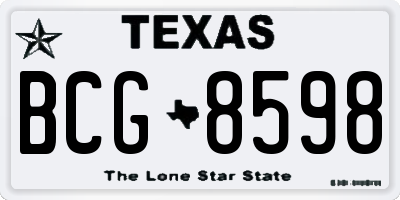 TX license plate BCG8598