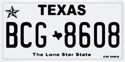 TX license plate BCG8608