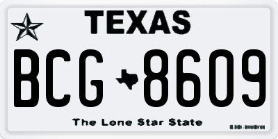 TX license plate BCG8609
