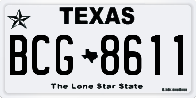 TX license plate BCG8611