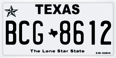 TX license plate BCG8612