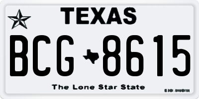 TX license plate BCG8615