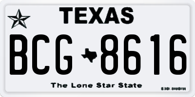 TX license plate BCG8616