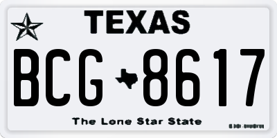 TX license plate BCG8617