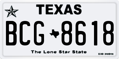 TX license plate BCG8618
