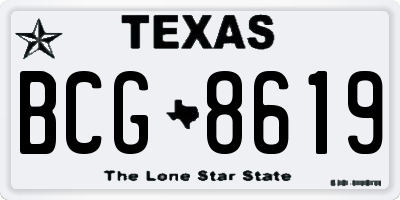 TX license plate BCG8619